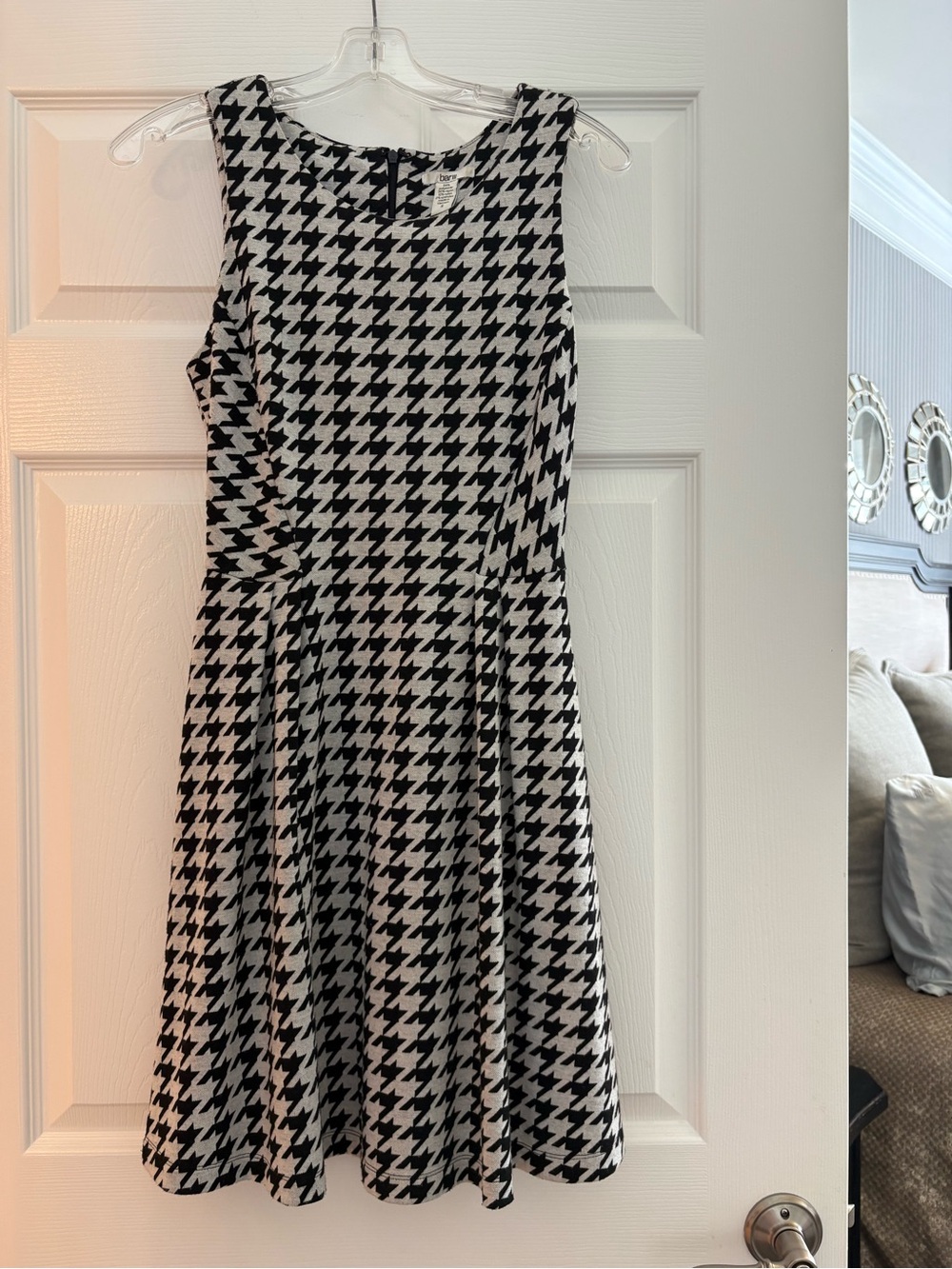 Bar III Black & White Houndstooth Fit-and-Flare Dress